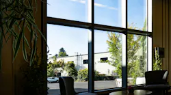Installed at NEXT Energy Technologies’ Santa Barbara, California headquarters, these windows feature energy-generating glass. Each insulating glass unit (IGU) incorporates NEXT’s organic photovoltaic (OPV) coatings and runs cables through the framing system to deliver the generated energy where it needs to go.