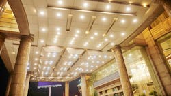 LED lighting illuminates a hotel lobby. LED lighting illuminates a hotel lobby.