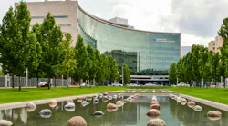 The Cleveland Clinic’s Sydell and Arnold Miller Family Pavilion on the clinic’s main campus features a reflecting pool. Biophilic features like this can help people feel more connected and comfortable in healthcare facilities.