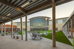 This enclosed courtyard sits at the heart of Legacy Elementary School.
