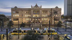 Exterior view of the newly renovated, historic Old Dallas High School building.