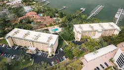 Roof systems—like this one in Florida—can be subject to major damage from wind, rain, and hail. Roof systems—like this one in Florida—can be subject to major damage from wind, rain, and hail.