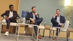 A panel at the 2026 BOMA International Conference & Expo discusses energy conservation. From left: Suresh Balgobind, senior chief engineer, Cushman & Wakefield; Matt Montanez, regional engineering manager, Northern California, for UG2; and Ryan Wilcoxen, senior chief engineer for JLL. Not pictured: moderator Bill Muehling.