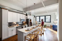With a range of unit sizes, The Victor’s apartments benefit from the original large windows.
