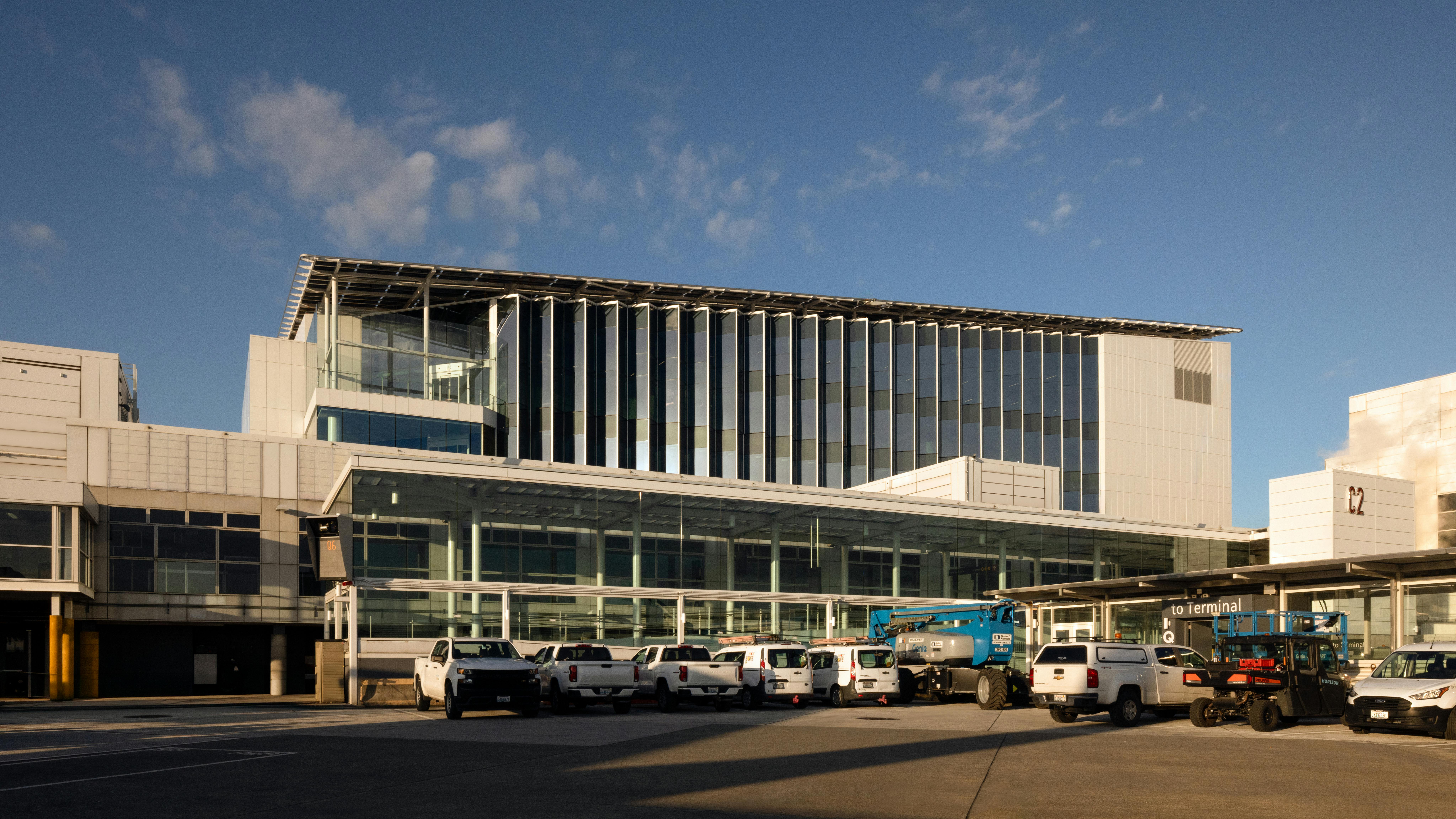 The new C Concourse at Seattle-Tacoma International Airport expanded vertically with four stories and a solar array.