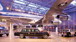 Historically significant vehicles, Air Force One, and Marine One are on display in the Ronald Reagan Presidential Library Air Force One Pavilion. The pavilion underwent a lighting upgrade.