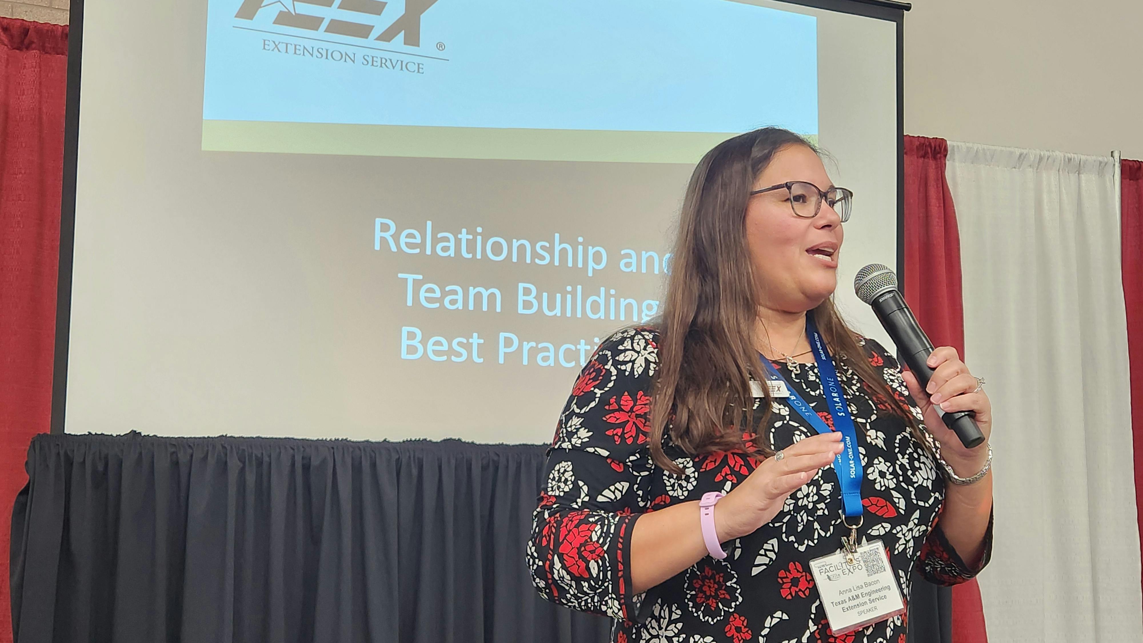 Anna Lisa speaks at the 2026 North Texas Facilities Expo.