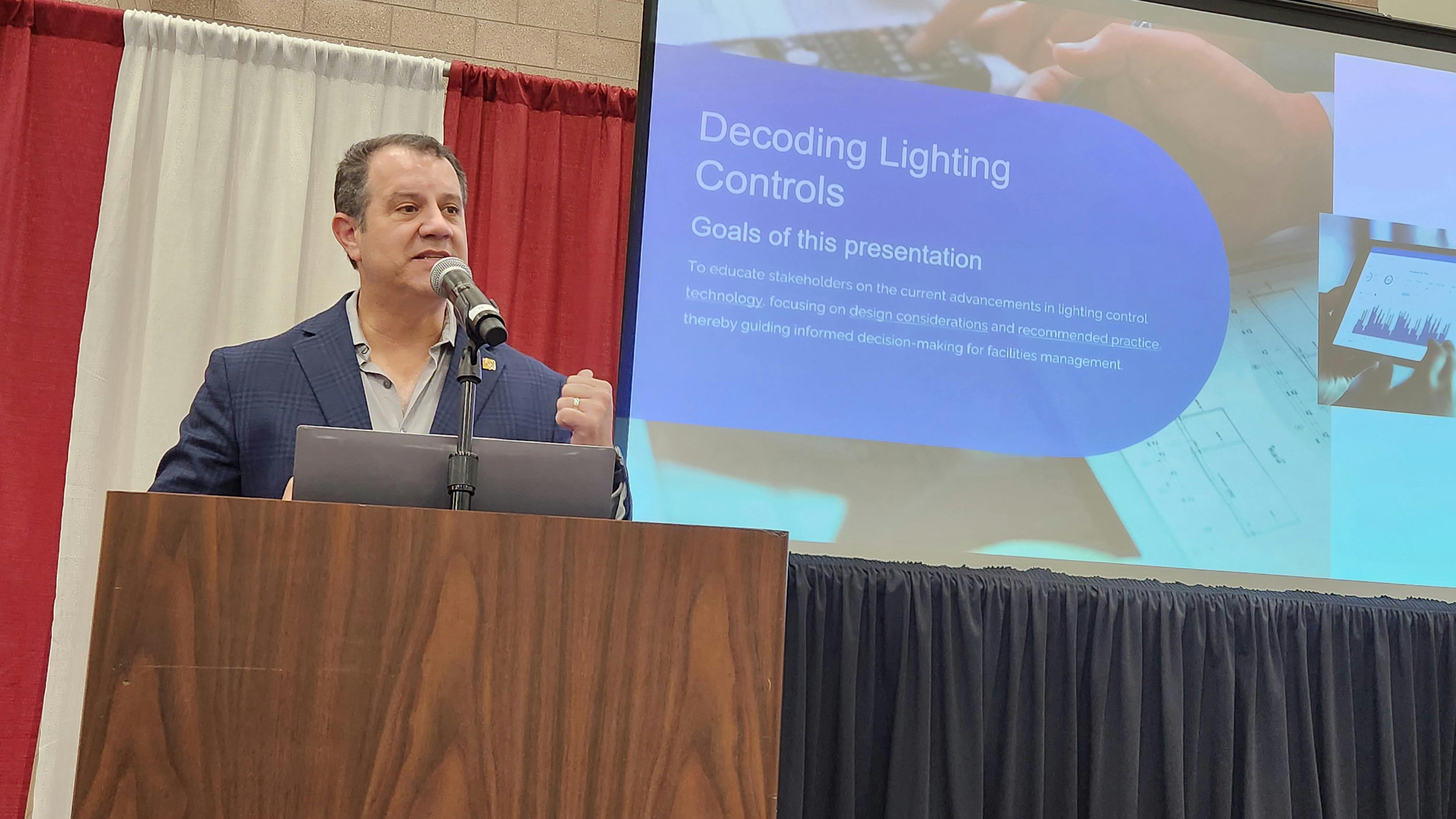 Frank Agraz speaks at the 2026 North Texas Facilities Expo.